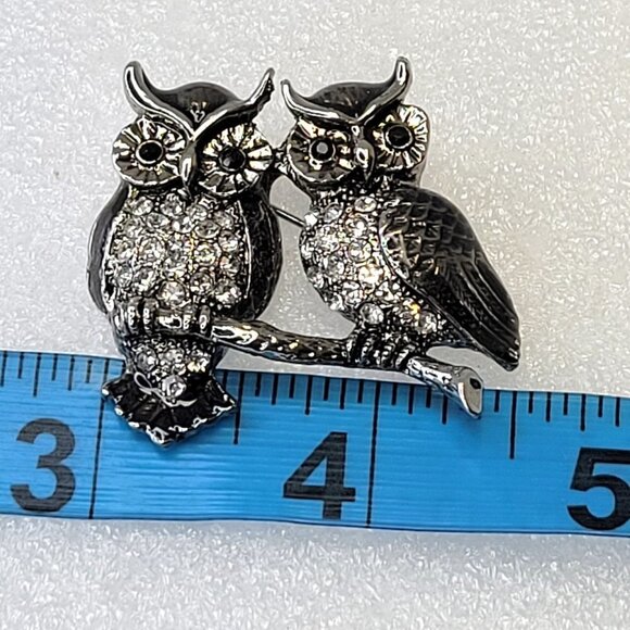 Two Owls Brooch Pin - Picture 7 of 11